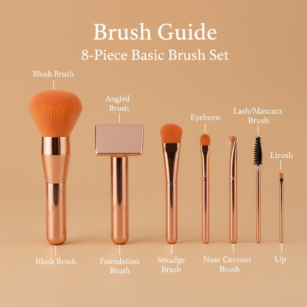 Travel Makeup Brush Set (8-Piece)